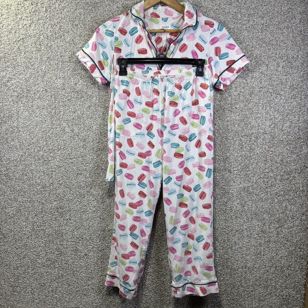 BedHead Pajamas Set Womens‎ Small Multicolor Macaron Print Button Up Made USA